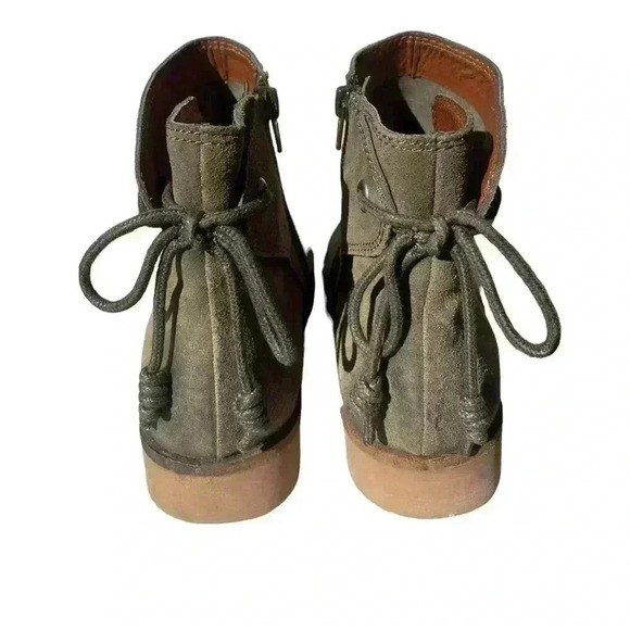 Lucky Brand women’s Gwenore suede ankle Bootie color dark moss powell sz 7.5 - Picture 2 of 8